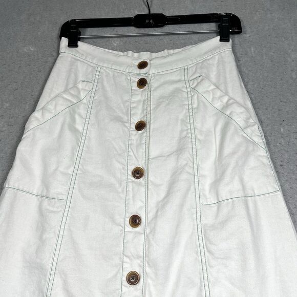 Anthropologie Akemi + Kin Riverine Midi Linen Button Up A Line Skirt Size 4 - Picture 2 of 12